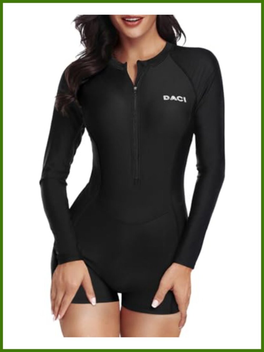 Zipper Long Sleeve One Piece Rash Guard Swimsuit UPF 50+